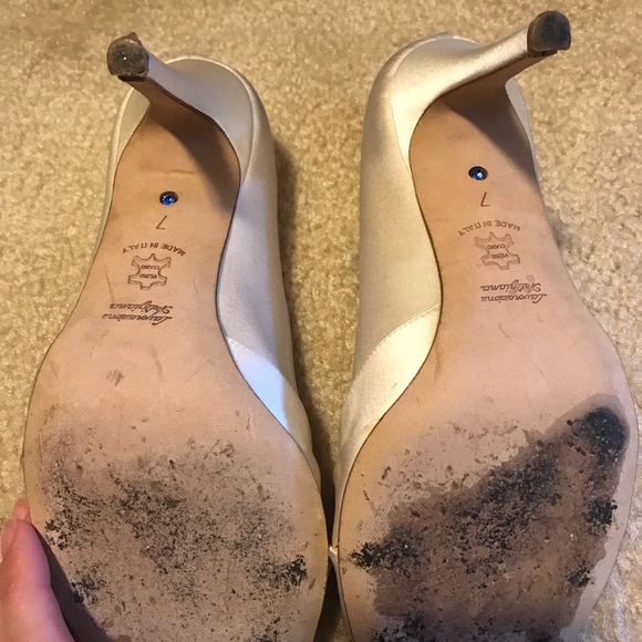 Bridal by Butter peep toe white satin shoes - Picture 4 of 5